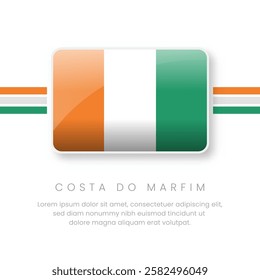 National Costa Do Marfim Flag.Vector Costa Do Marfim Button Flag. Realistic National Flag Design and Vector Template.