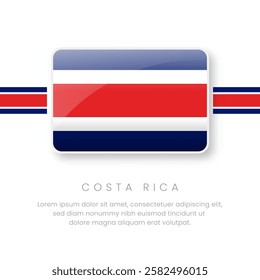 National Costa Rica Flag.Vector Costa Rica Button Flag. Realistic National Flag Design and Vector Template.