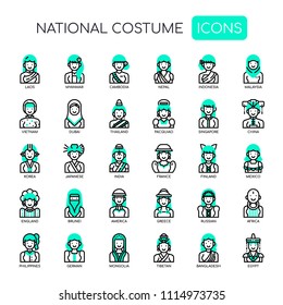 National Costumes , Thin Line and Pixel Perfect Icons