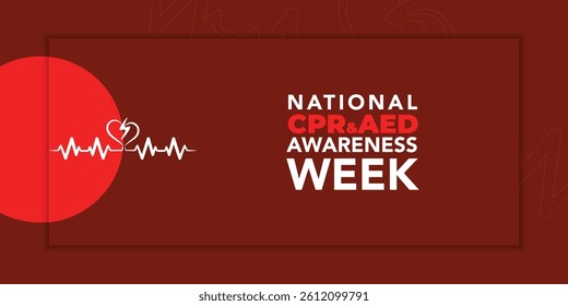 National CPR and AED Awareness Week. Holiday concept. Template for background, banner, card, poster with text inscription. Vector EPS10 illustration.
