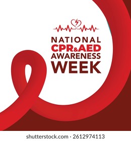 National CPR and AED Awareness Week. Holiday concept. Template for background, banner, card, poster with text inscription. Vector EPS10 illustration.
