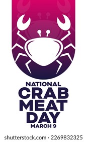 National Crab Meat Day. March 9. Vector illustration. Holiday poster