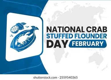 NATIONAL CRAB STUFFED FLOUNDER DAY Vector Illustration background on february
