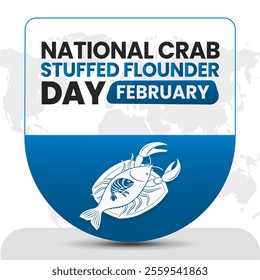 NATIONAL CRAB STUFFED FLOUNDER DAY social media post Vector Illustration on february