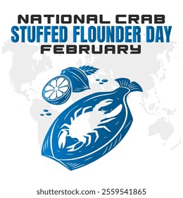 NATIONAL CRAB STUFFED FLOUNDER DAY social media post Vector Illustration on february