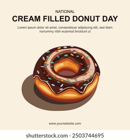 National Cream gefüllt Donut Day Hintergrund. Vektorgrafik.