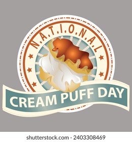 National Cream Puff Day Sign and Badge Vector