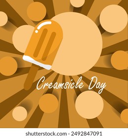 National Creamsicle Day event food banner. An ice cream with orange flavor to celebrate on August 14th