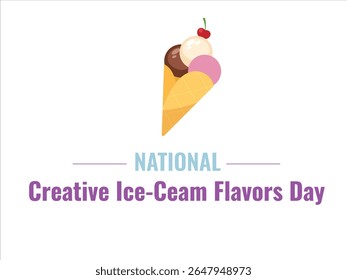 National creative ice cream flavor day 1st July with white background typography