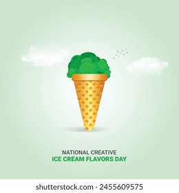 National Creative Ice Cream Flavors Day. National Creative Ice Cream Flavors Day creative  ads. july 1. vector, 3d illustration