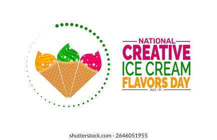 National Creative Ice Cream Flavors Day background illustration. Holiday concept. Utilize for background, banner, placard, card, and poster design template with  professional  illustraion design 