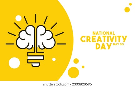 National Creativity Day. May 30. Abstract background. Colorful. White, yellow, and black colors. Poster, banner, card, background. Eps 10.