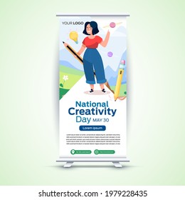 National Creativity Day on may 30 roll up business brochure flyer banner design vertical template vector, cover presentation, modern publication x-banner and flag-banner.