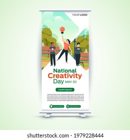 National Creativity Day on may 30 roll up business brochure flyer banner design vertical template vector, cover presentation, modern publication x-banner and flag-banner.