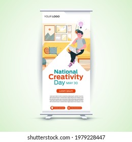 National Creativity Day on may 30 roll up business brochure flyer banner design vertical template vector, cover presentation, modern publication x-banner and flag-banner.