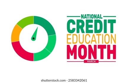 National Credit Education Month. This holiday-themed design is perfect for backgrounds Template, banners, greeting cards, posters with text inscription, and social media posts. Vector illustration.