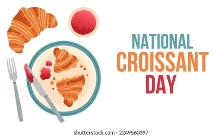 National Croissant Day Sign and Badge Vector Illustration holiday poster, banner