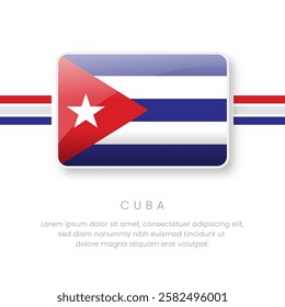 National Cube Flag.Vector Cuba Button Flag. Realistic National Flag Design and Vector Template.