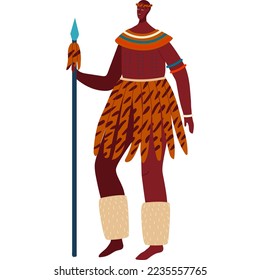 National culture, multinational people, indigenous africa, traditional clothing style, flat vector illustration, isolated on white
