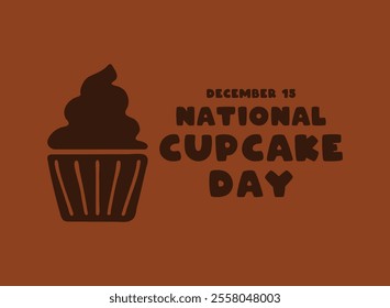 National Cupcake Day. National 15. Flat design vector. Brown background. Eps 10