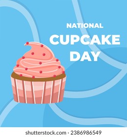 National  Cupcake Day Vecto, Cupcake  flat style with sprinkle, as a national Cupcake poster or Background 