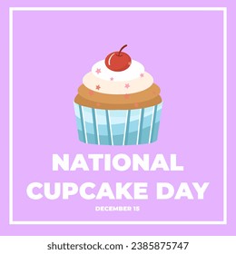 National Cupcake Day Vector, cupcake with colorfull whiped cream and sprinkle sugar icon, Important Day