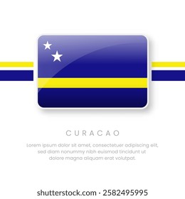 National Curacao Flag.Vector Curacao Button Flag. Realistic National Flag Design and Vector Template.