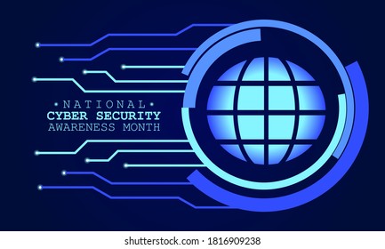 National Cyber Security Awareness Month Is Observed In October In USA.  Global Icon, Concept Vector For Greeting Card, Poster And Banner Website.