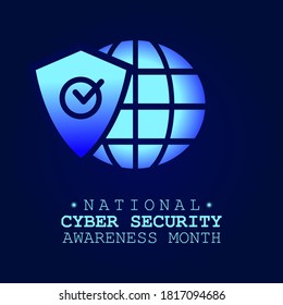 National Cyber Security Awareness Month Is Observed In October In USA.  Global Icon, Concept Vector For Greeting Card, Poster And Banner Website.