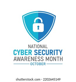 National cyber security awareness month is observed every year in october. Cyber security banner vector isolated on white background. Concept design for poster, greeting card and banner website.