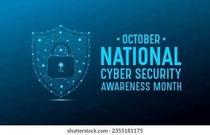 National cyber security awareness month is observed every year in october. Low poly style design. Cyber security banner vector isolated on geometric background.