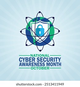 National Cyber Security Awareness Month. October. Holiday concept. Template for background, banner, card, poster with text inscription. Vector illustration