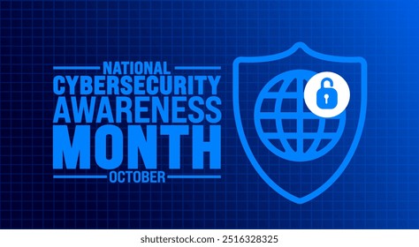 National Cyber security or Cybersecurity Awareness Month background or banner design template is observed every year in October. Holiday concept. Template for card, poster, placard, template. eps 10