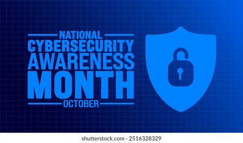 National Cyber Security oder Cybersecurity Awareness Month Hintergrund oder Banner Design-Vorlage wird jedes Jahr im Oktober beobachtet. Urlaubskonzept. Vorlage für Karte, Poster, Plakat, Vorlage. 10 EPS