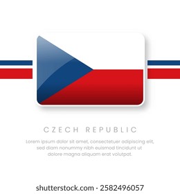 National Czech Republic Flag.Vector Czech Republic Button Flag. Realistic National Flag Design and Vector Template.