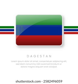 National Dagestan Flag.Vector Dagestan Button Flag. Realistic National Flag Design and Vector Template.