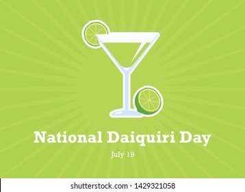 National Daiquiri Day vector. Daiquiri drink with lemon vector. Lemon Daiquiri vector. Green lemon drink. National Daiquiri Day Poster, July 19