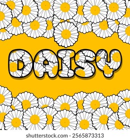 National Daisy Day to celebrate on January 28th. Bold text containing daisy flower decorations on yellow background.