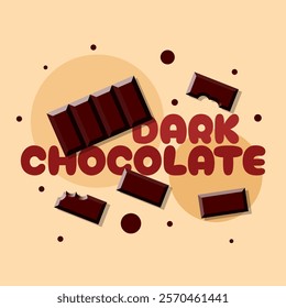 National Dark Chocolate Day to celebrate on February 1st. Dark chocolate bar and bold text on beige background. Food event banner.