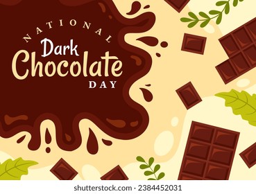 National Dark Chocolate Day Vector Illustration On February 1st for the Health and Happiness That Choco Brings in Flat Cartoon Background Design