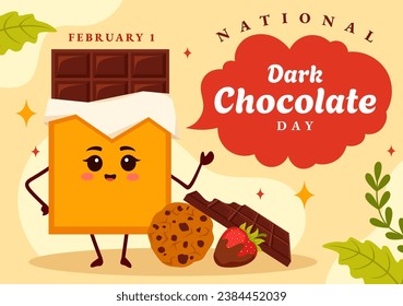 National Dark Chocolate Day Vector Illustration On February 1st for the Health and Happiness That Choco Brings in Flat Cartoon Background Design