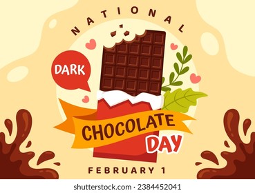 National Dark Chocolate Day Vector Illustration On February 1st for the Health and Happiness That Choco Brings in Flat Cartoon Background Design