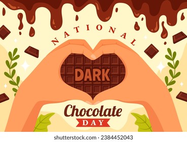 National Dark Chocolate Day Vector Illustration On February 1st for the Health and Happiness That Choco Brings in Flat Cartoon Background Design