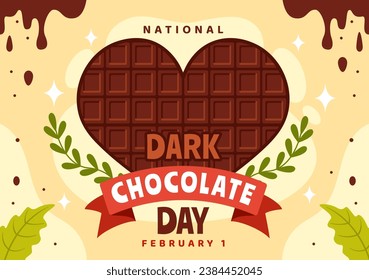 National Dark Chocolate Day Vector Illustration On February 1st for the Health and Happiness That Choco Brings in Flat Cartoon Background Design