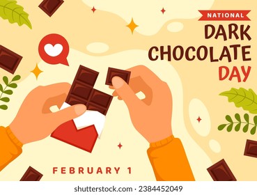 National Dark Chocolate Day Vector Illustration On February 1st for the Health and Happiness That Choco Brings in Flat Cartoon Background Design