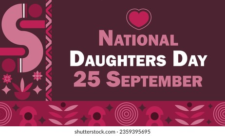 National Daughters Day vector banner design. Happy National Daughters Day modern minimal graphic poster illustration.