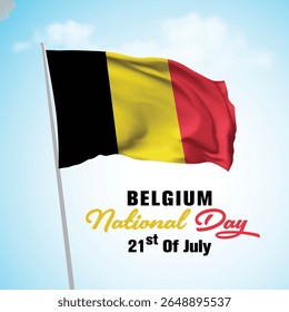 National Day 21 July with Belgium Flag. Belgium National day vector illustration template for web, banner, flyer, poster.