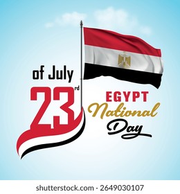 National Day 23rd of July with Egypt Flag. Egypt National day vector illustration template for web, banner, flyer, poster.
