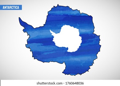 National day of Antarctica country. Abstract outline country map with flag in watercolor style illustration