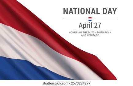 National Day. April 27. Vector banner design template with flag of Netherlands.